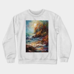 Oil Painting Print, Crashing Waves Art, Beach Wall Decor, Ocean Scenes, Coastal Artwork, Seaside Decor, Nautical Home Crewneck Sweatshirt